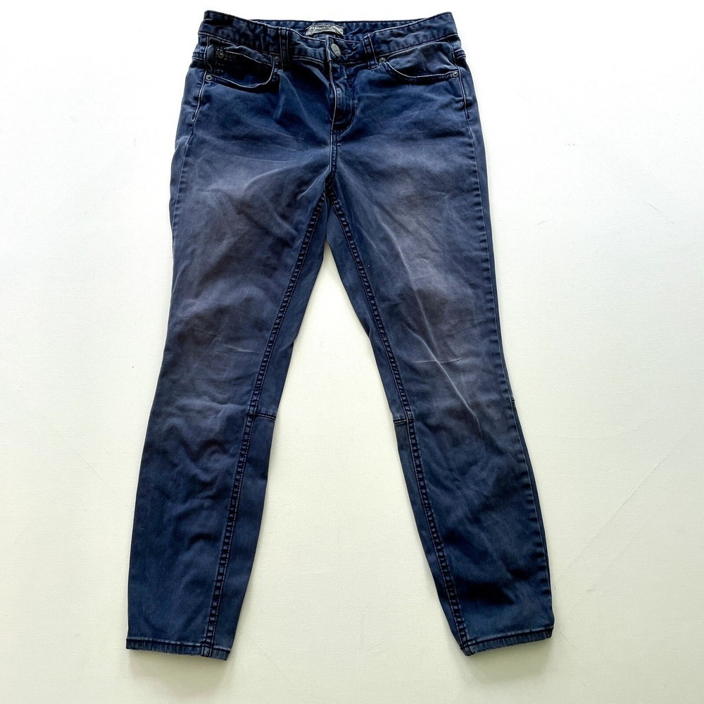 Free People Women's 29 Purple Ankle Zip Skinny Stretch Crop Distressed Jeans Fit